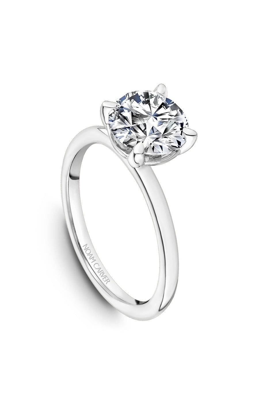18K White Gold Solitaire Round Engagement Ring