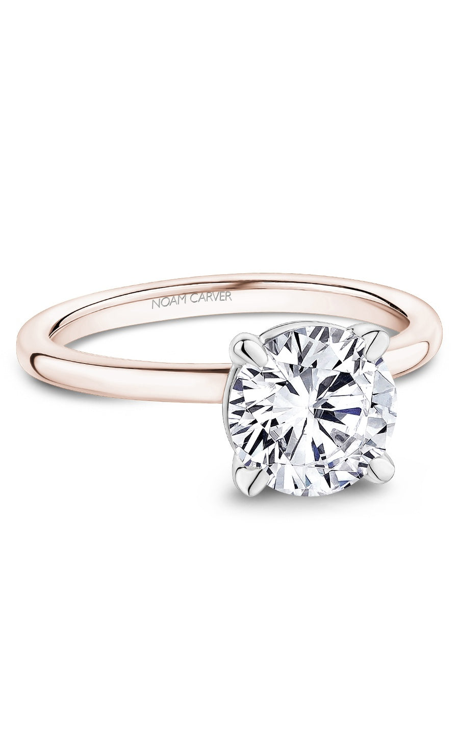 14K Rose Gold and 14K White Gold Solitaire Round Engagement Ring