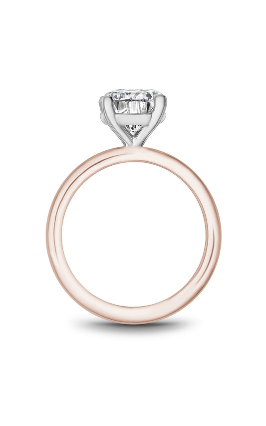 14K Rose Gold and 14K White Gold Solitaire Round Engagement Ring