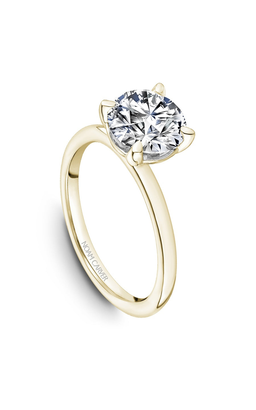 14K White Gold and 14K Yellow Gold Solitaire Round Engagement Ring