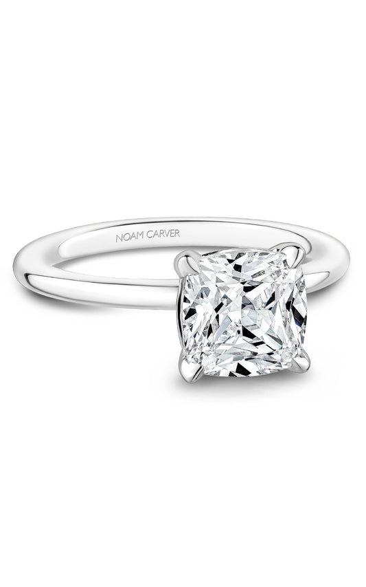18K White Gold Solitaire Cushion Engagement Ring