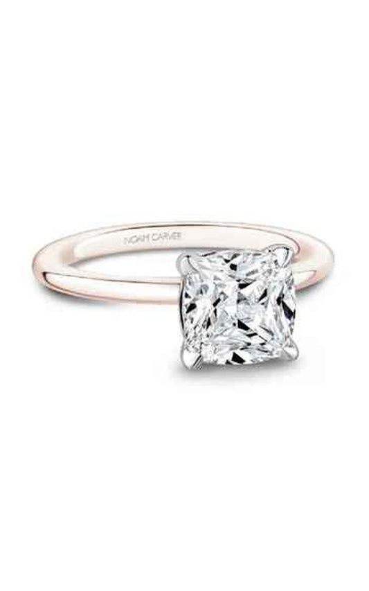 14K Rose Gold and 14K White Gold Solitaire Cushion Engagement Ring