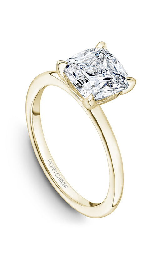 14K Yellow Gold Solitaire Cushion Engagement Ring