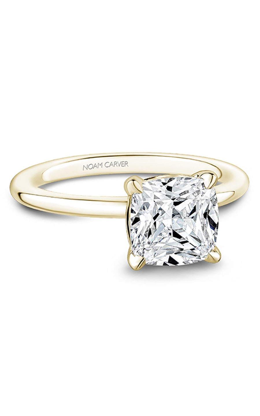18K Yellow Gold Solitaire Cushion Engagement Ring