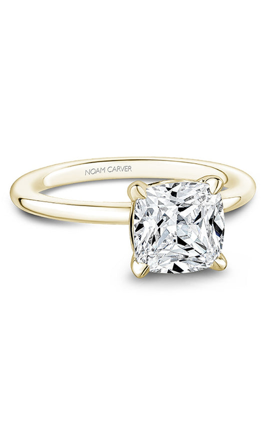 18K Yellow Gold Solitaire Cushion Engagement Ring