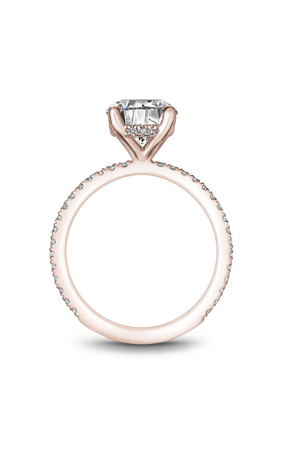 14K Rose Gold Sidestone Round Engagement Ring