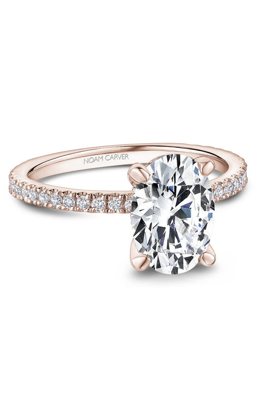 14K Rose Gold Sidestone Round Engagement Ring