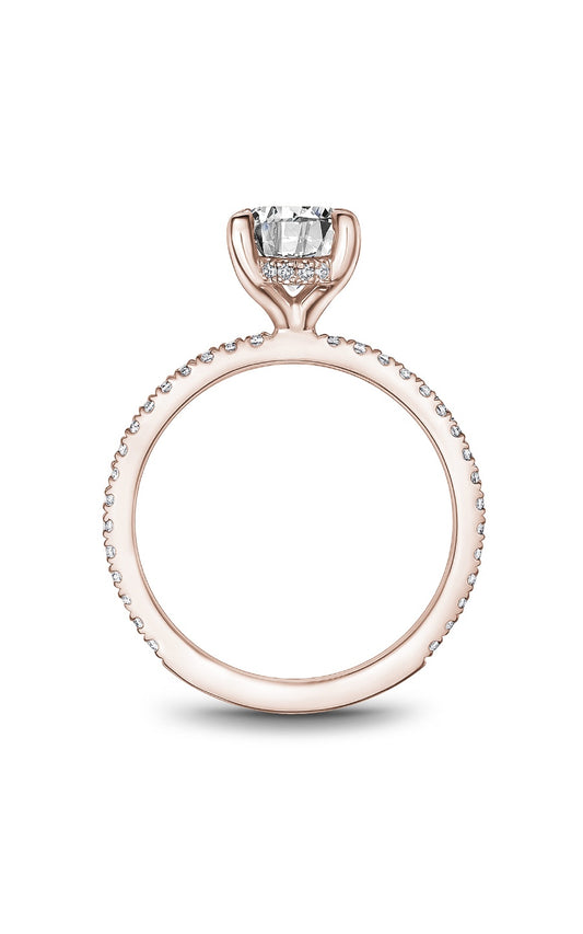 18K Rose Gold Sidestone Round Engagement Ring
