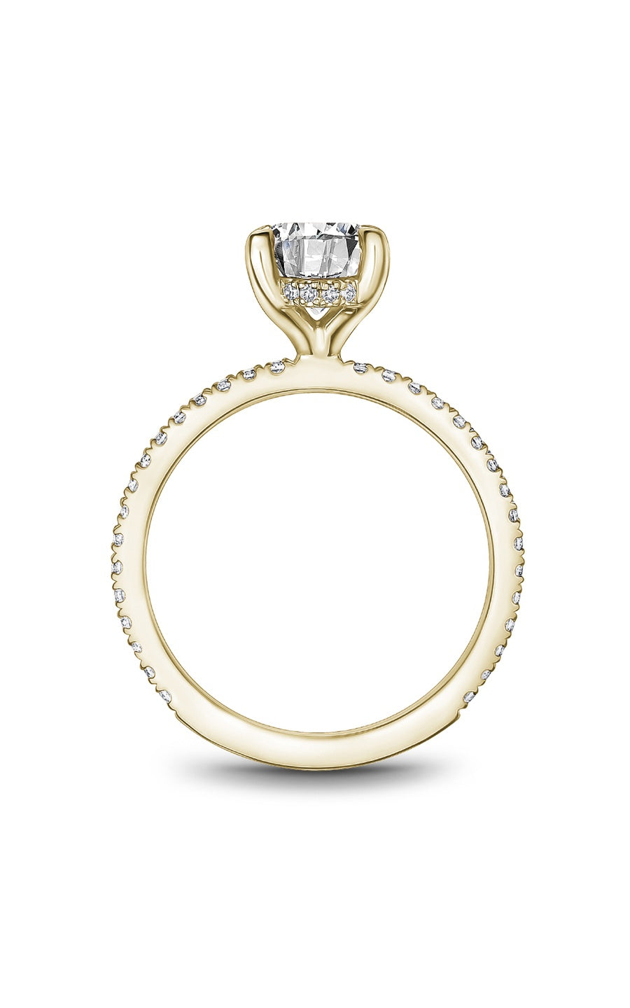 14K Yellow Gold Sidestone Round Engagement Ring