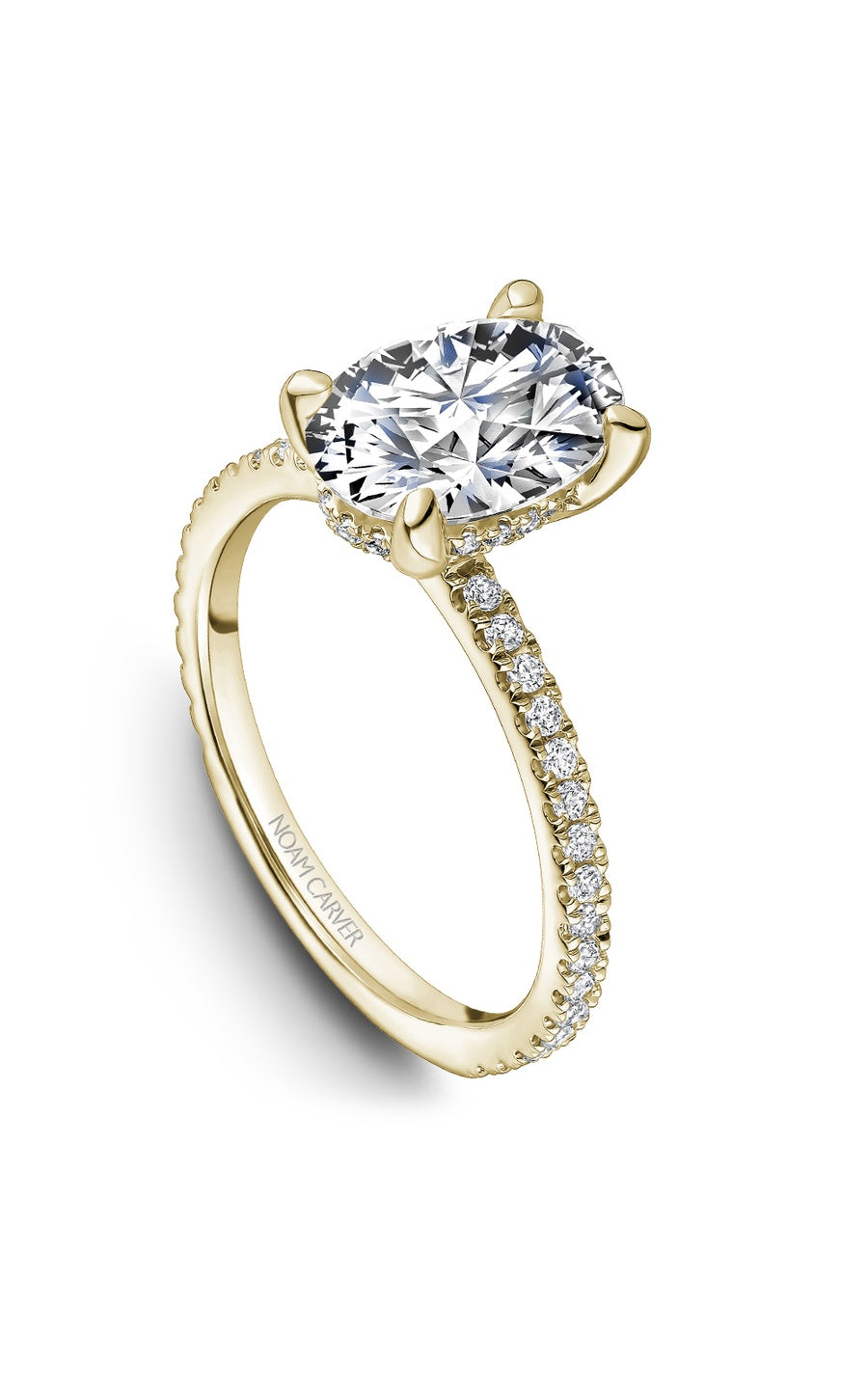 14K Yellow Gold Sidestone Round Engagement Ring