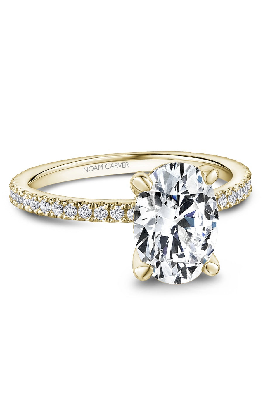 18K Yellow Gold Sidestone Round Engagement Ring