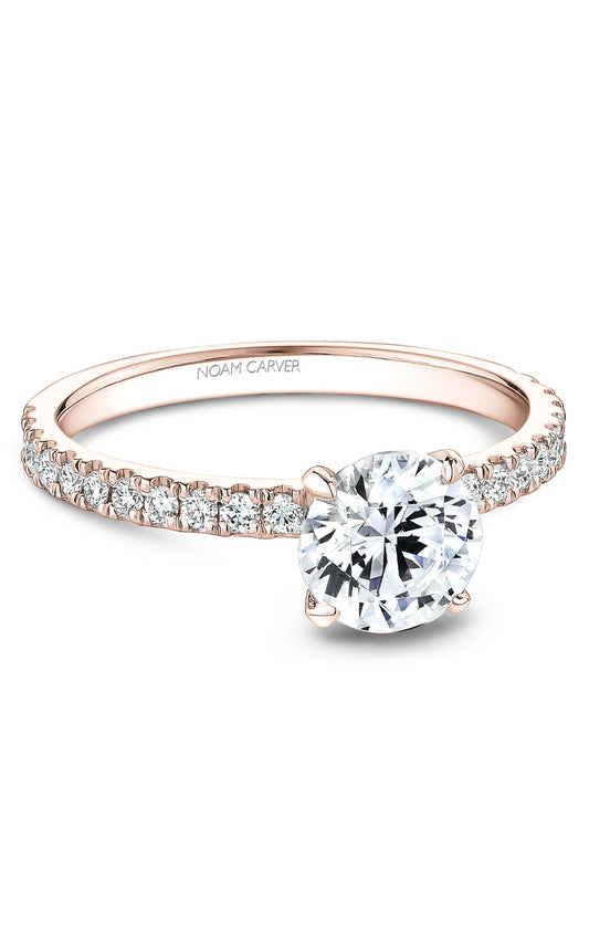 14K Rose Gold Sidestone Round Engagement Ring