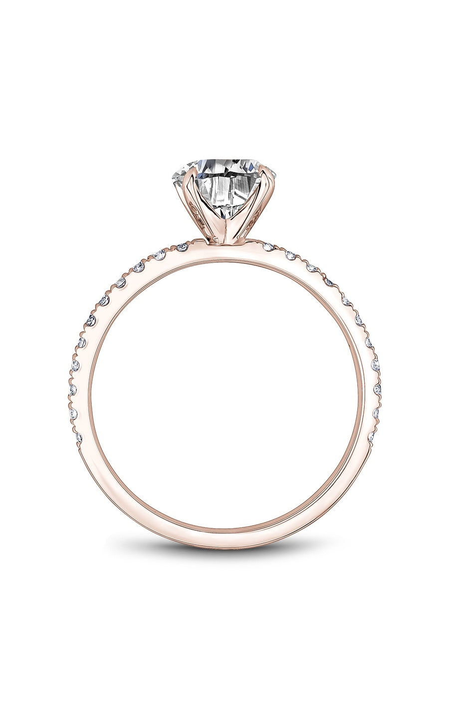 14K Rose Gold Sidestone Round Engagement Ring