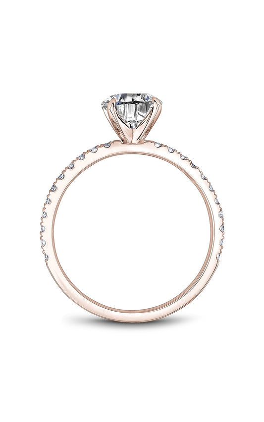 14K Rose Gold Sidestone Round Engagement Ring