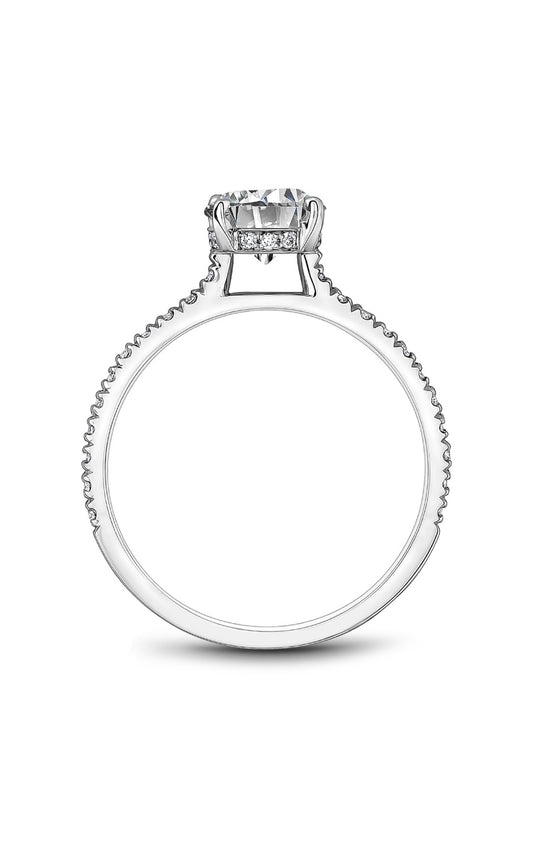 18K White Gold Sidestone Round Engagement Ring