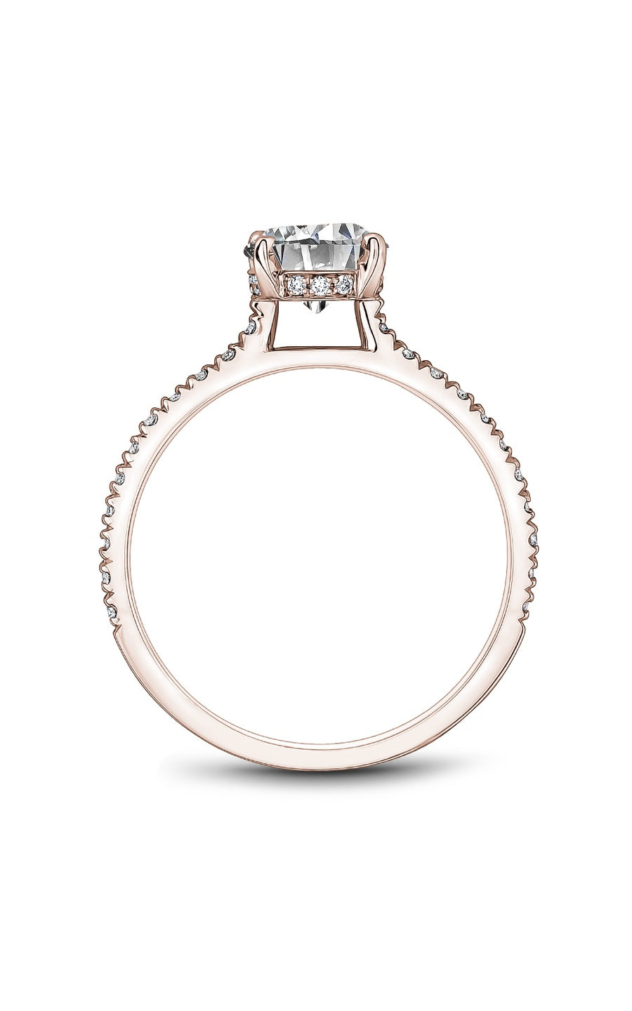 18K Rose Gold Sidestone Round Engagement Ring