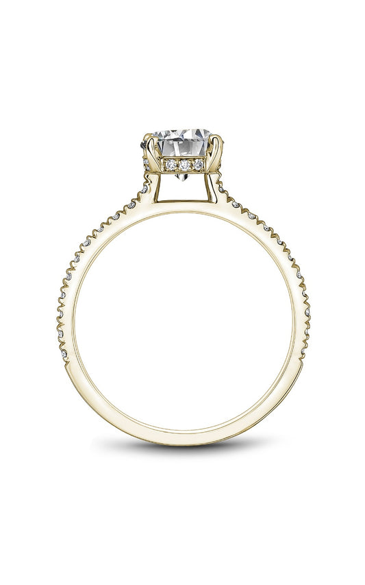 14K Yellow Gold Sidestone Round Engagement Ring