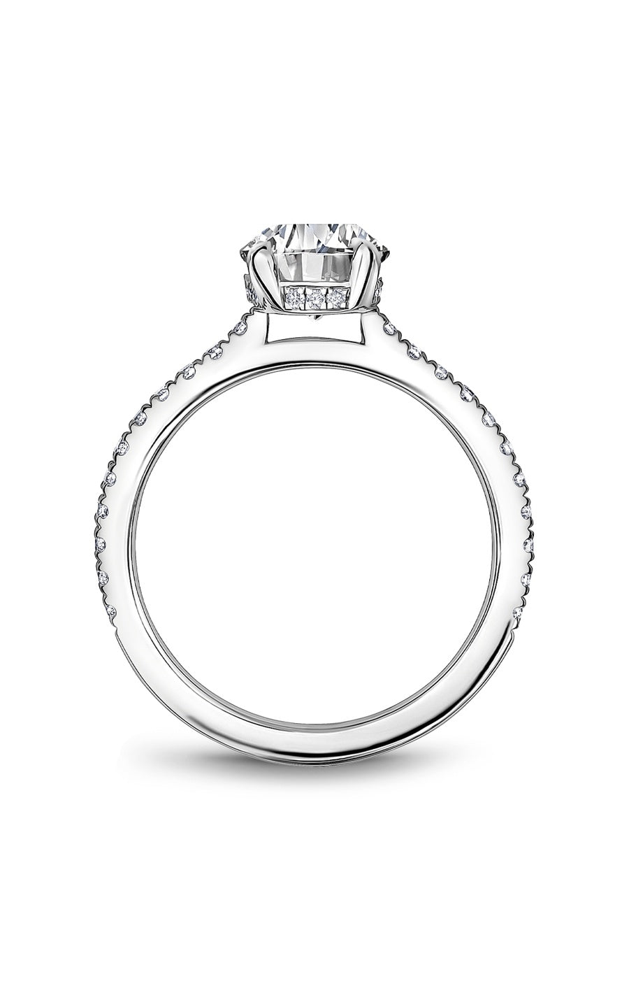 18K White Gold Sidestone Oval Engagement Ring