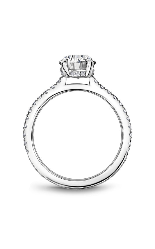 18K White Gold Sidestone Oval Engagement Ring
