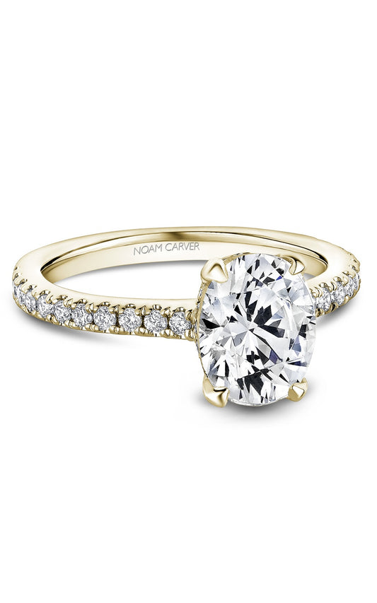 18K Yellow Gold Sidestone Oval Engagement Ring