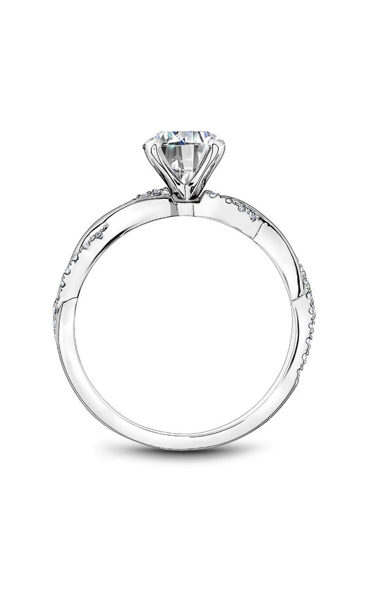 18K White Gold Sidestone Round Engagement Ring