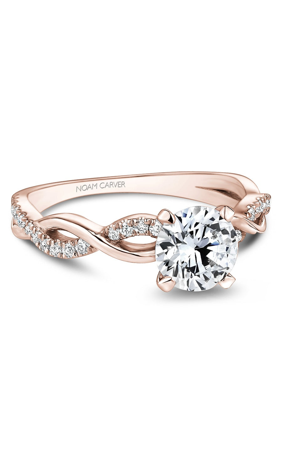14K Rose Gold Sidestone Round Engagement Ring