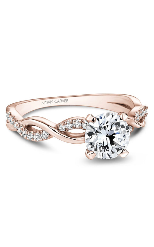 14K Rose Gold Sidestone Round Engagement Ring