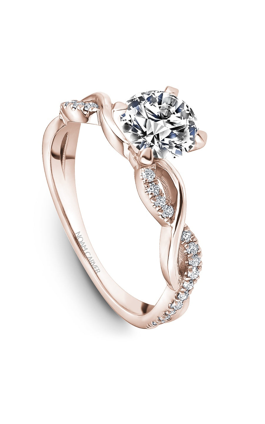 14K Rose Gold Sidestone Round Engagement Ring