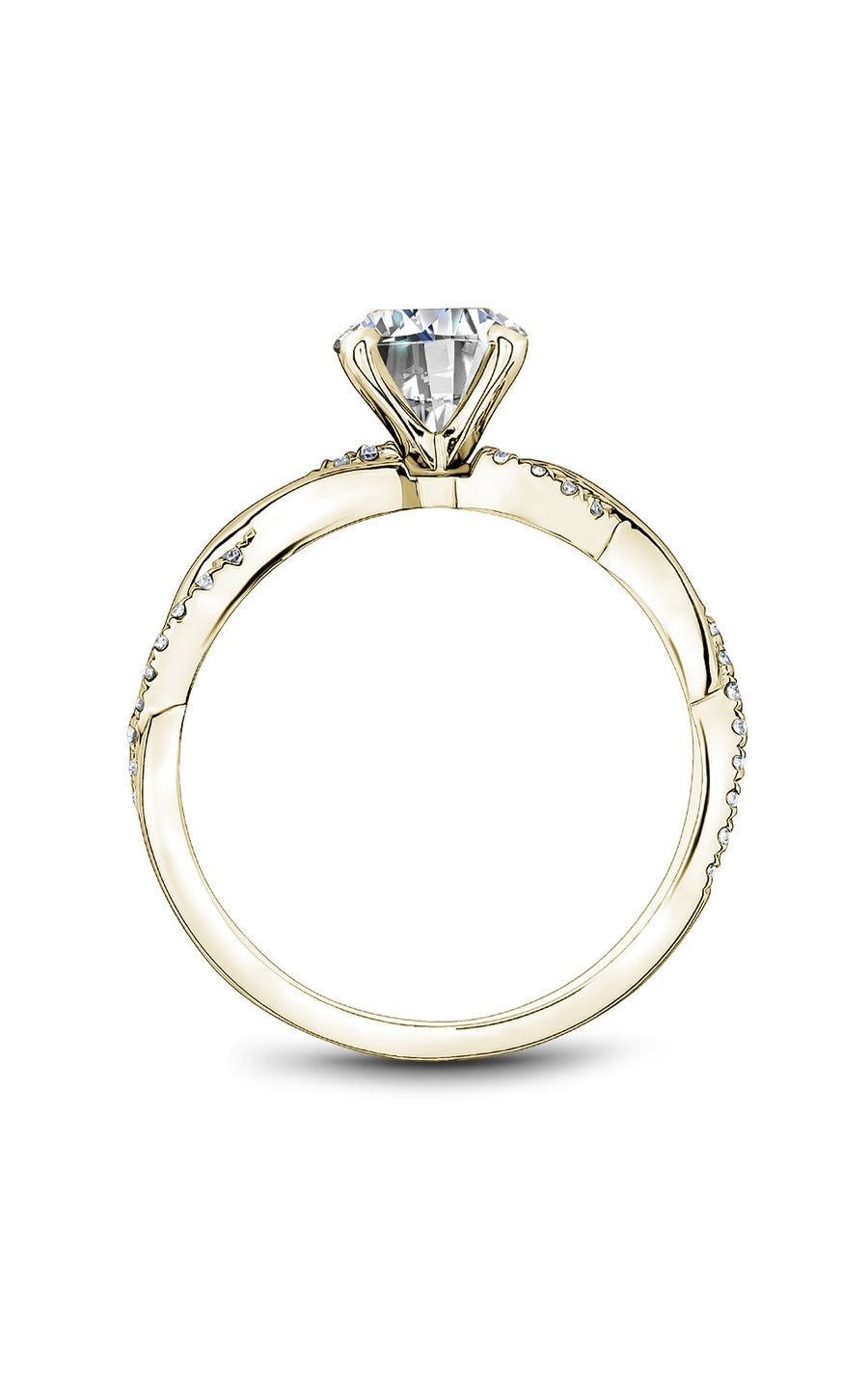18K Yellow Gold Sidestone Round Engagement Ring