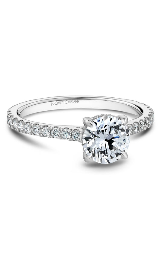 14K White Gold Round Engagement Ring