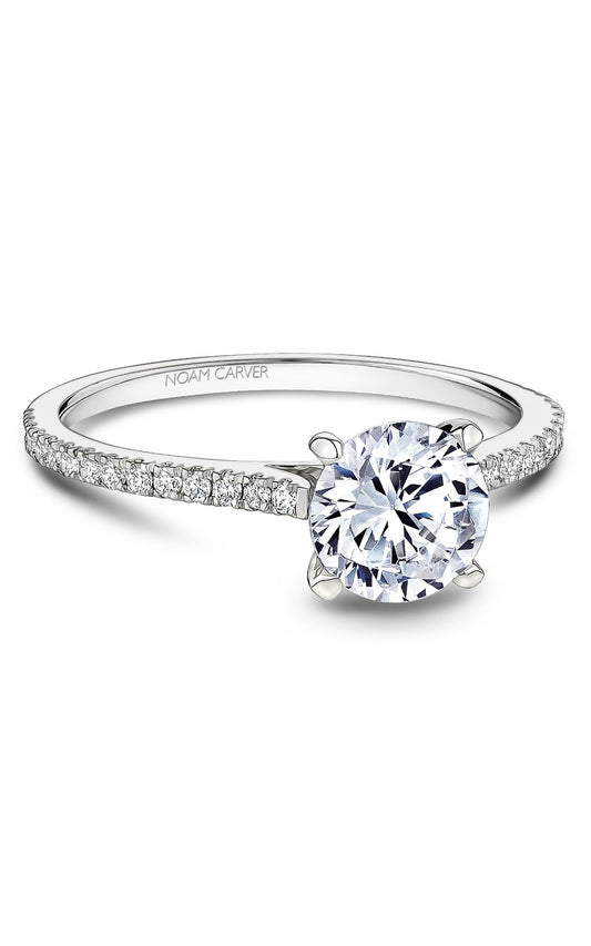14K White Gold Round Engagement Ring