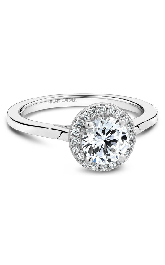 14K White Gold Halo Round Engagement Ring