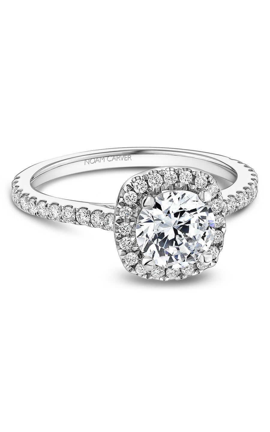 14K White Gold Halo Round Engagement Ring