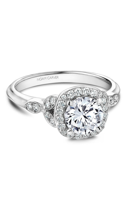 14K White Gold Round Engagement Ring