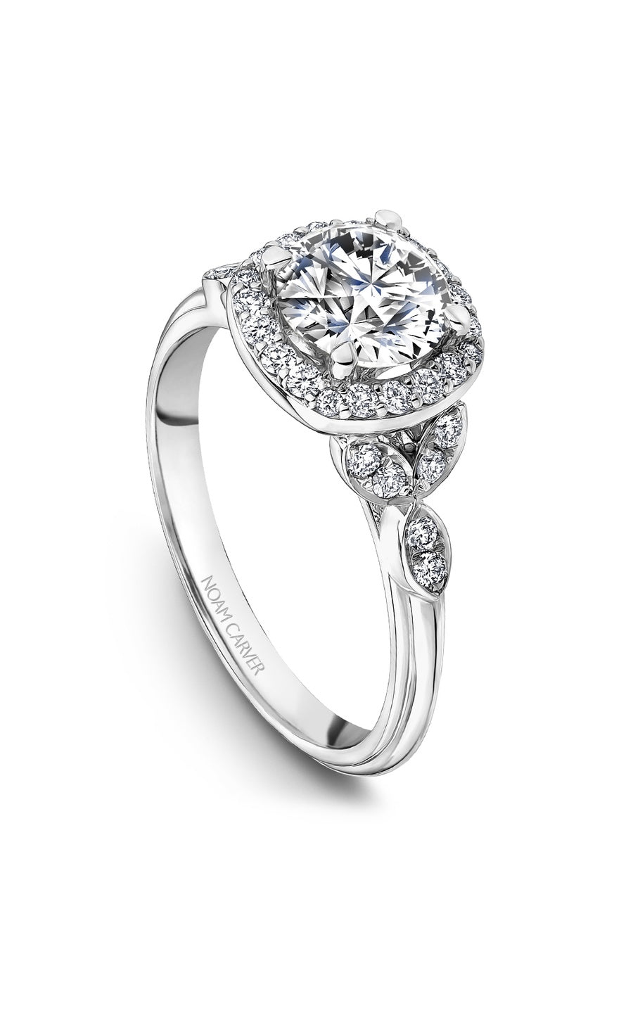 14K White Gold Halo Round Engagement Ring