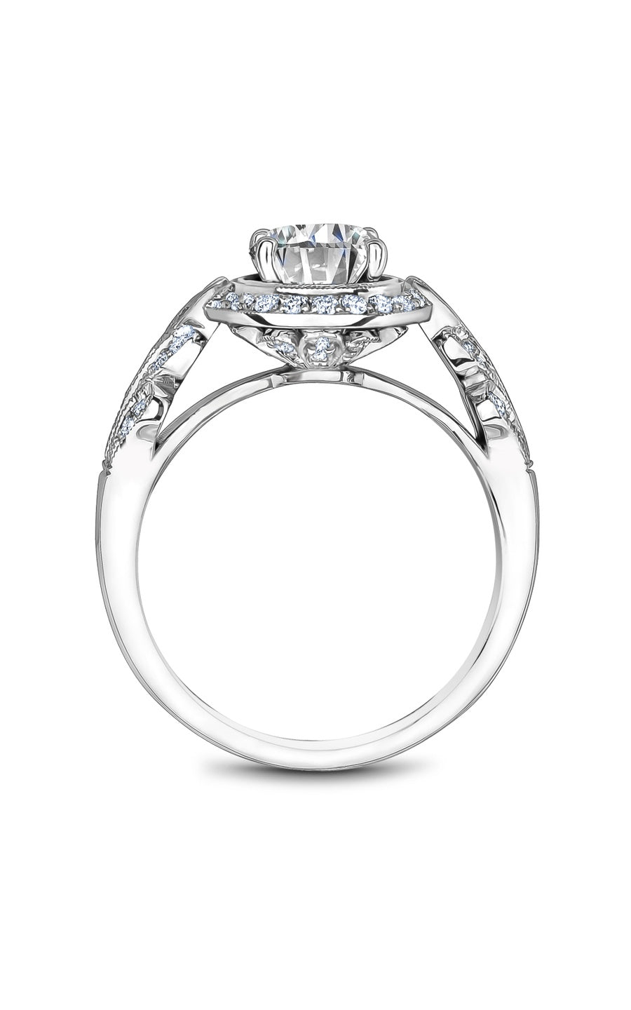 14K White Gold Halo Round Engagement Ring