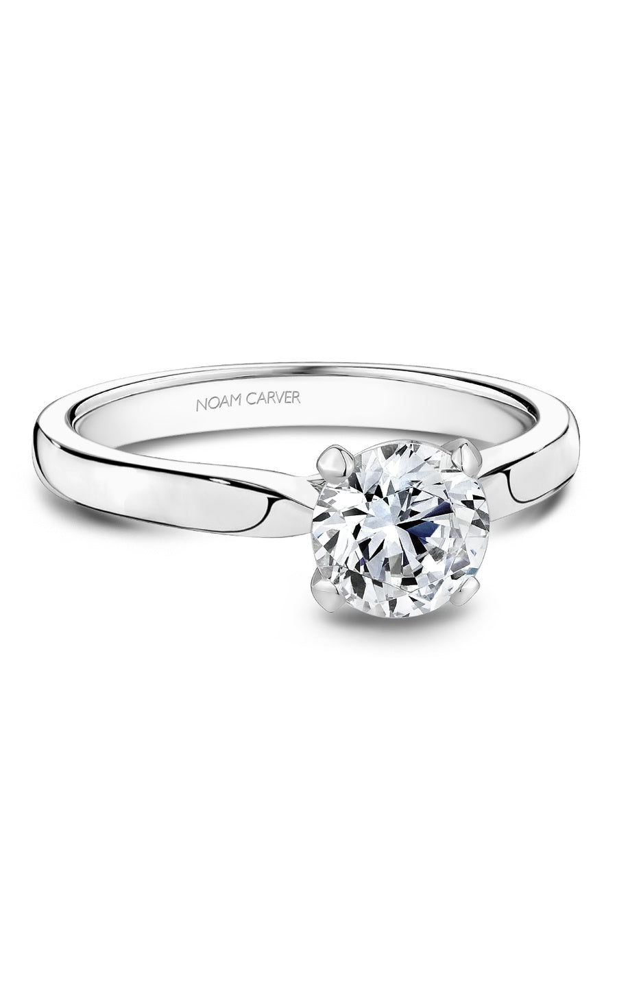 14K White Gold Solitaire Round Engagement Ring