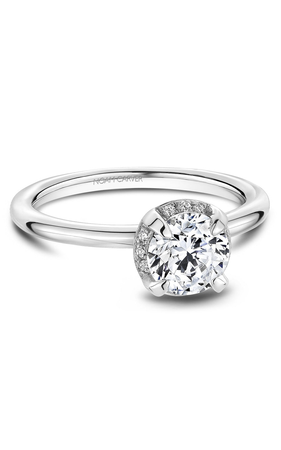 14K White Gold Halo Round Engagement Ring