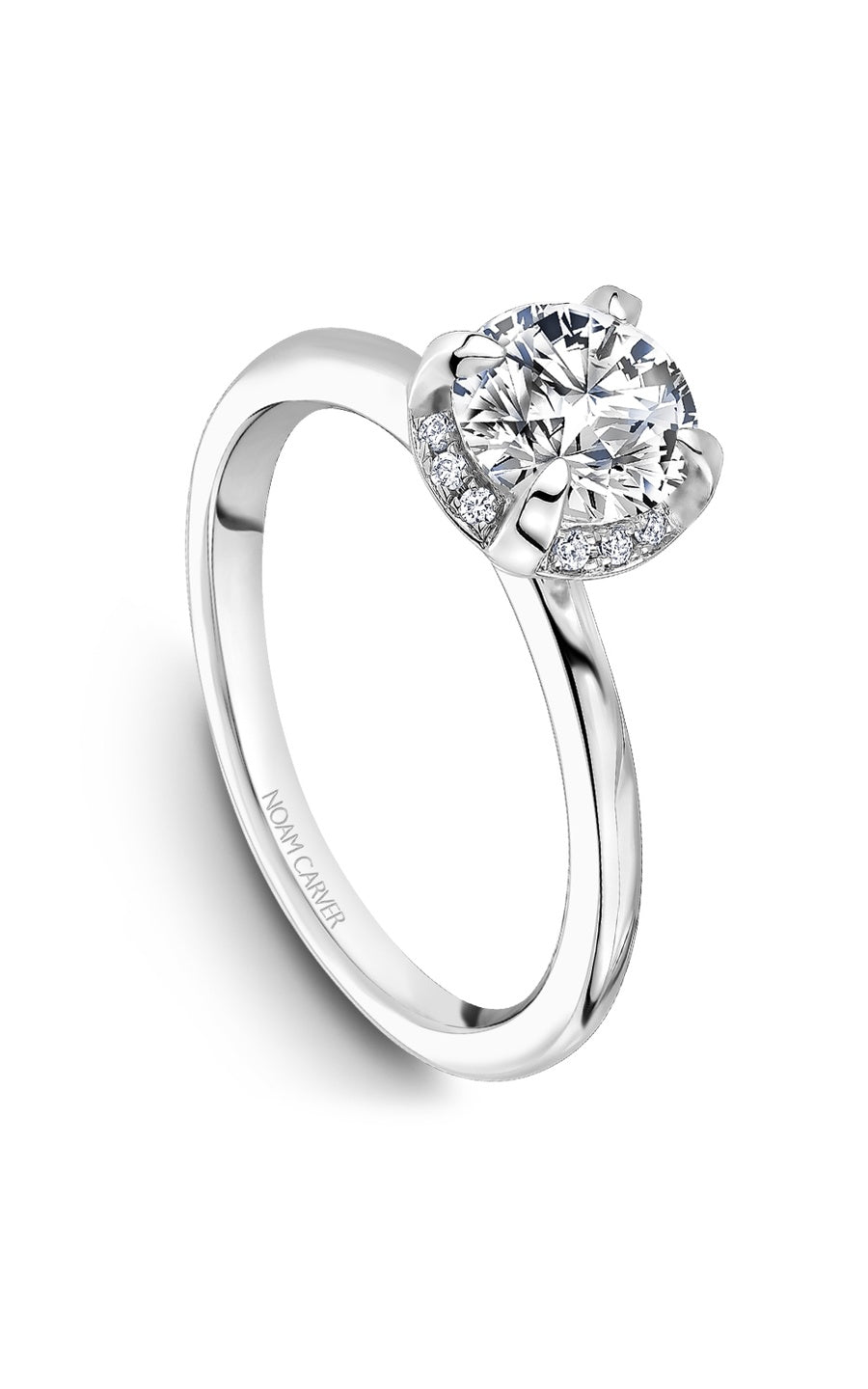 14K White Gold Halo Round Engagement Ring