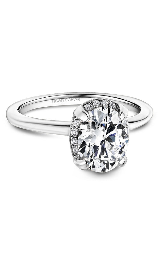 14K White Gold Halo Oval Engagement Ring