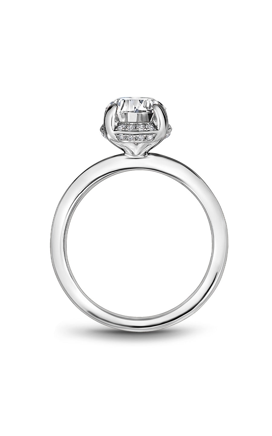 14K White Gold Halo Oval Engagement Ring
