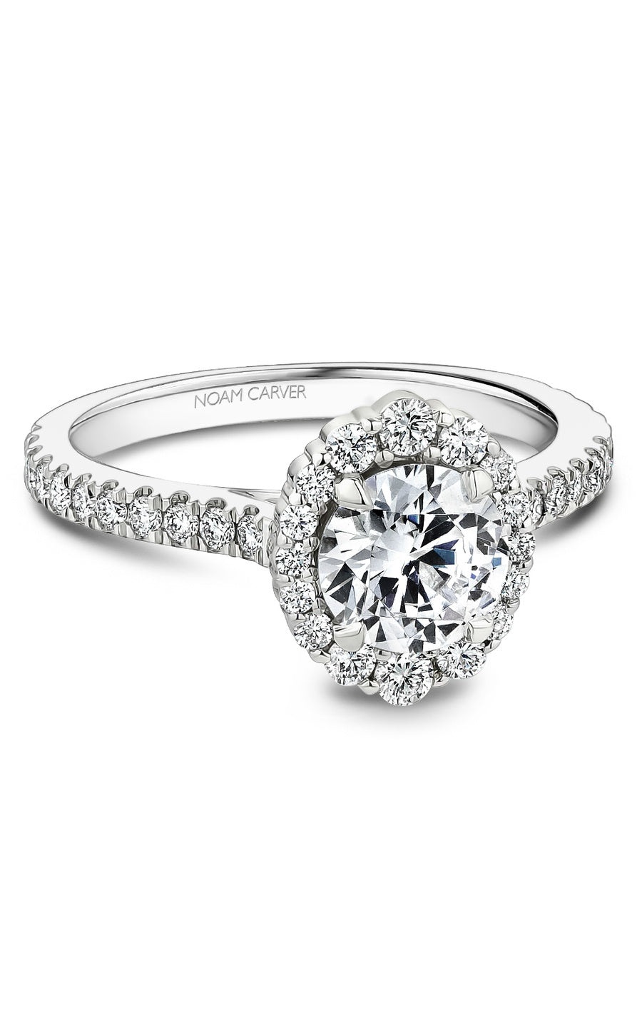 14K White Gold Halo Round Engagement Ring