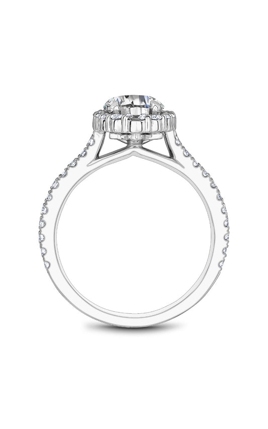 14K White Gold Halo Round Engagement Ring