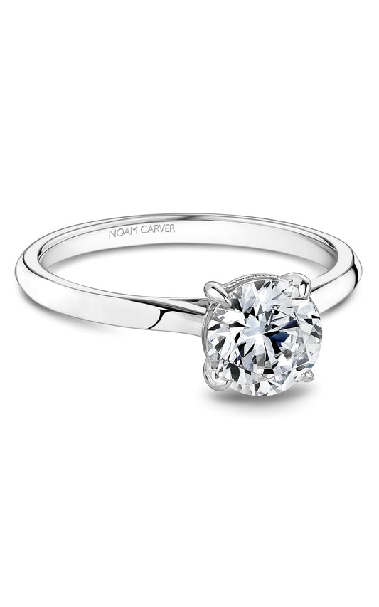 14K White Gold Solitaire Round Engagement Ring