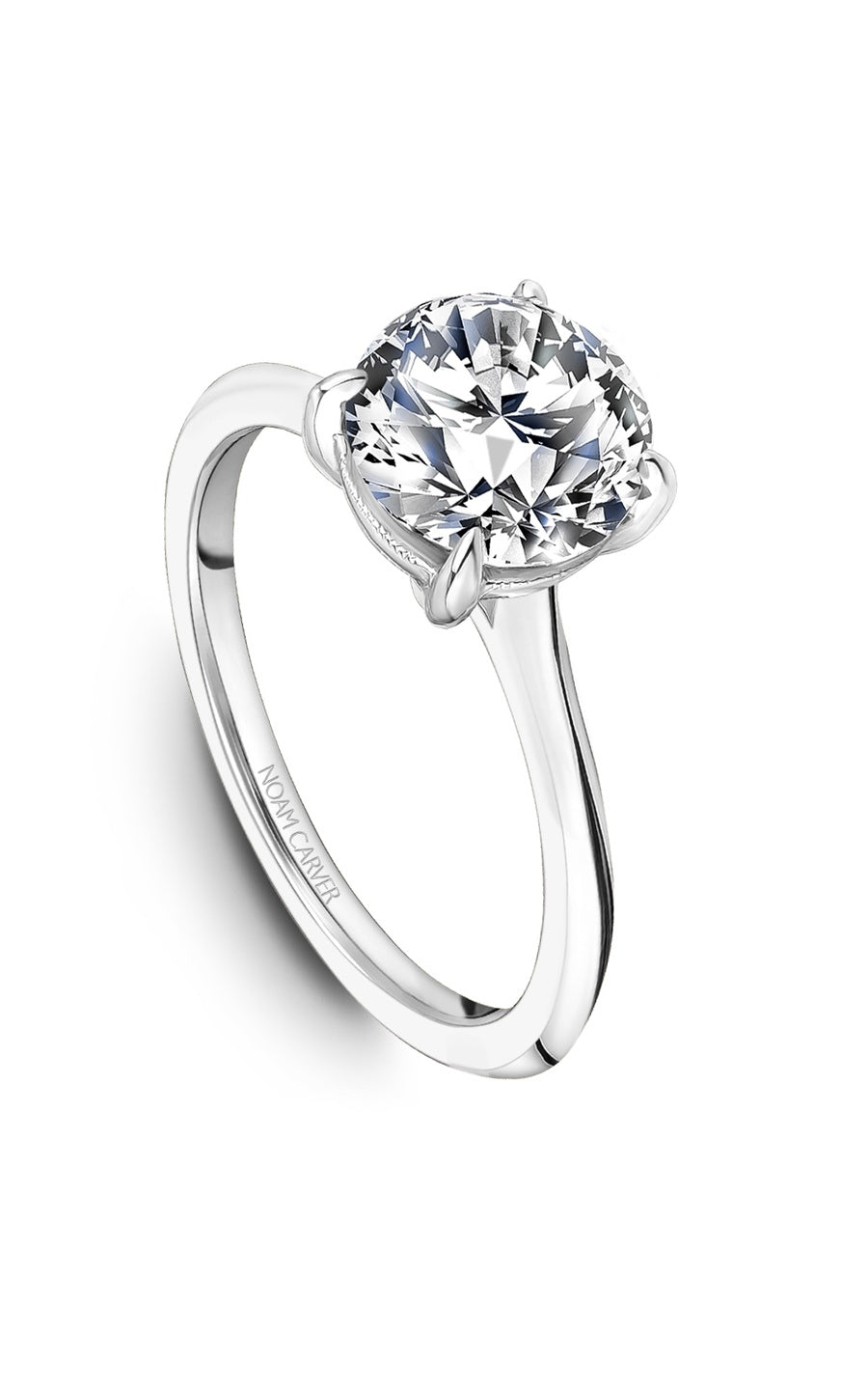 14K White Gold Solitaire Round Engagement Ring