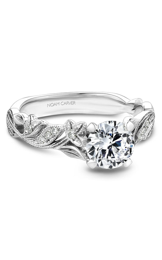 14K White Gold Round Engagement Ring