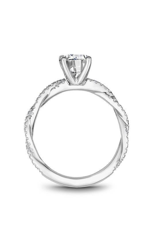 14K White Gold Sidestone Round Engagement Ring