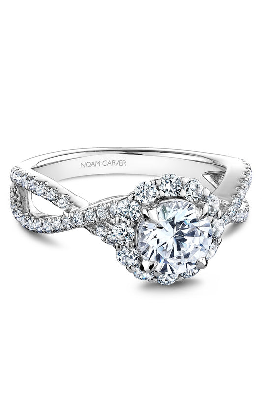 14K White Gold Round Engagement Ring