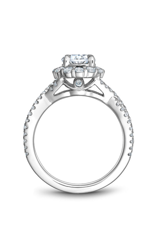 14K White Gold Halo Round Engagement Ring