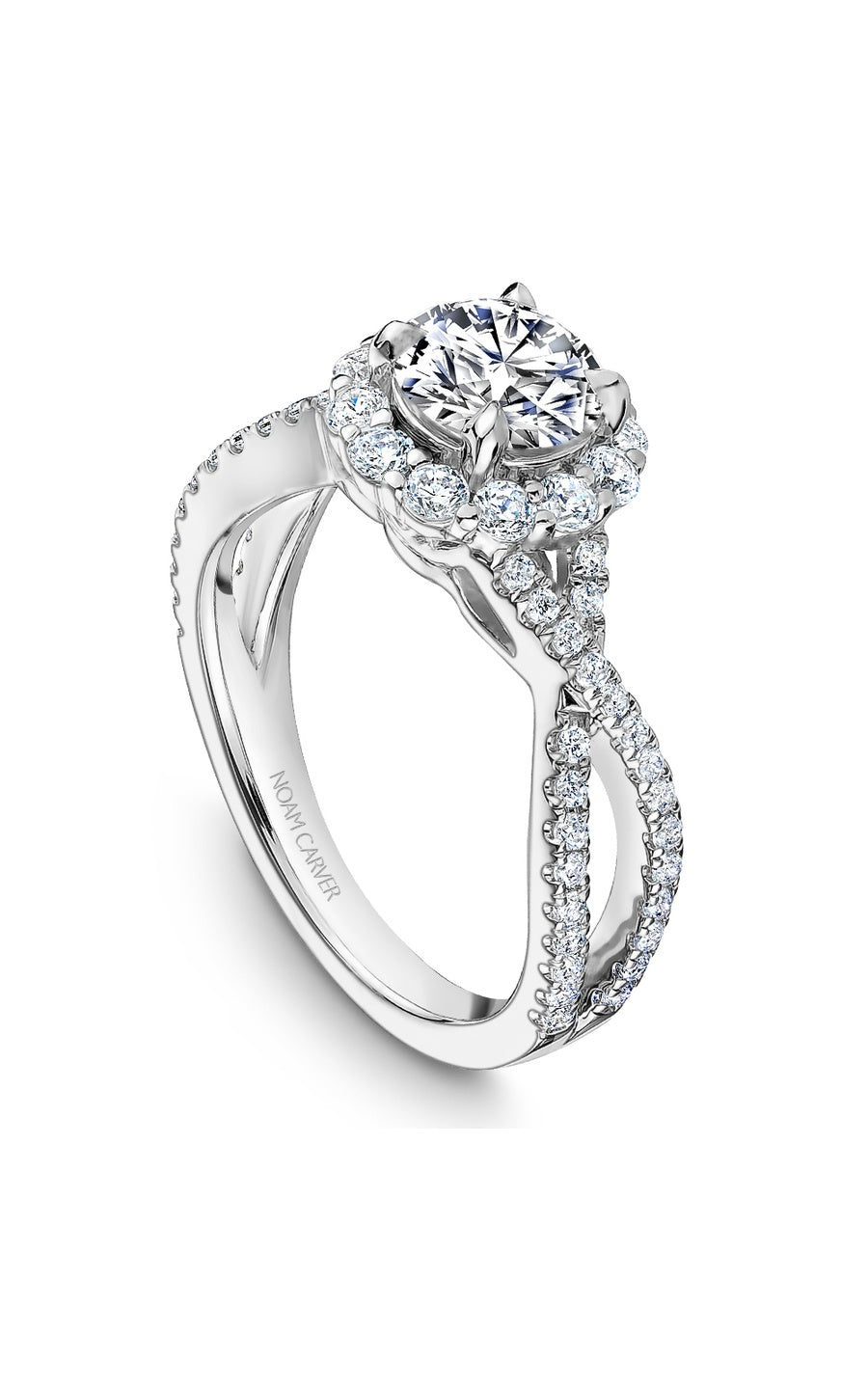 14K White Gold Halo Round Engagement Ring